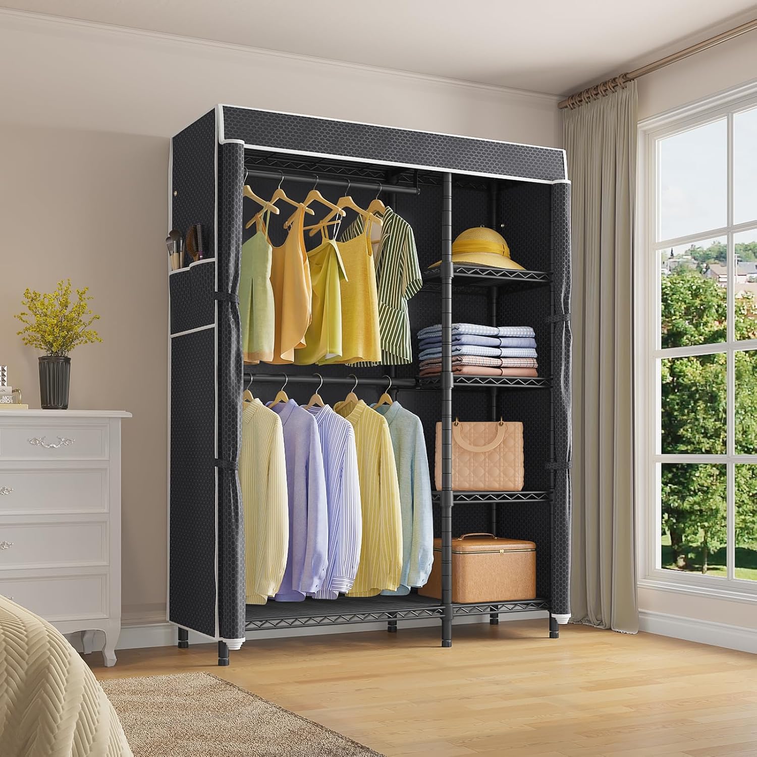 Portable Closet Wardrobe Heavy - Wardrobe Closet Portable Fabric Cover ulasan dan harga