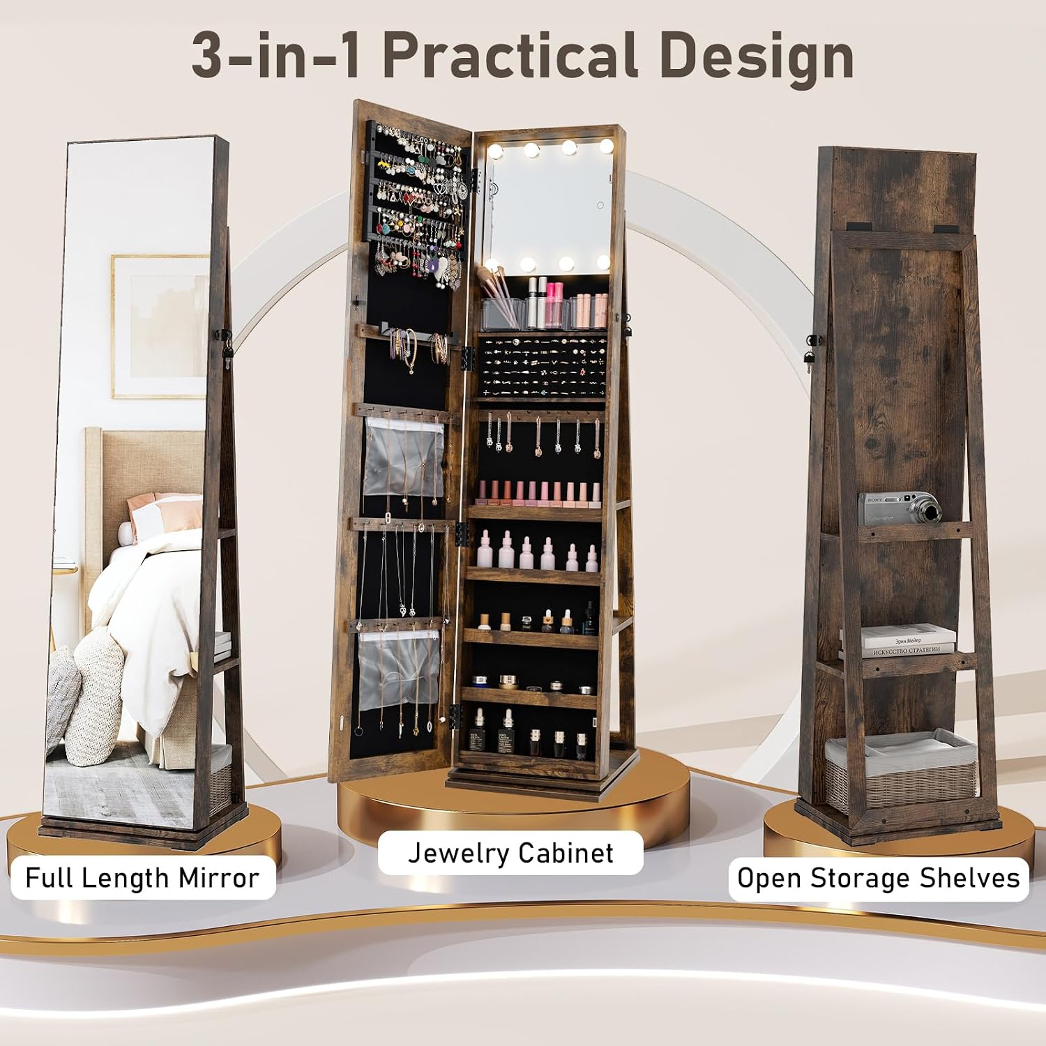 Swivel Jewelry Armoire Full Le - Full Length Mirror Jewelry Armoire ulasan dan harga