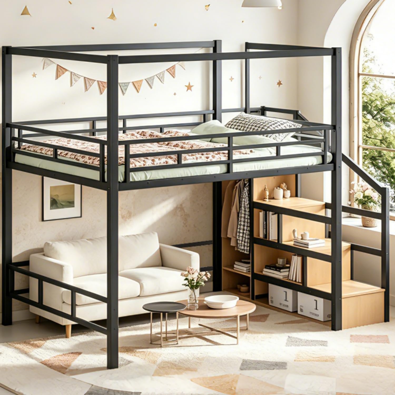 Queen Loft Bed with Storage St - Canopy Bed Frame Metal Queen ulasan dan harga
