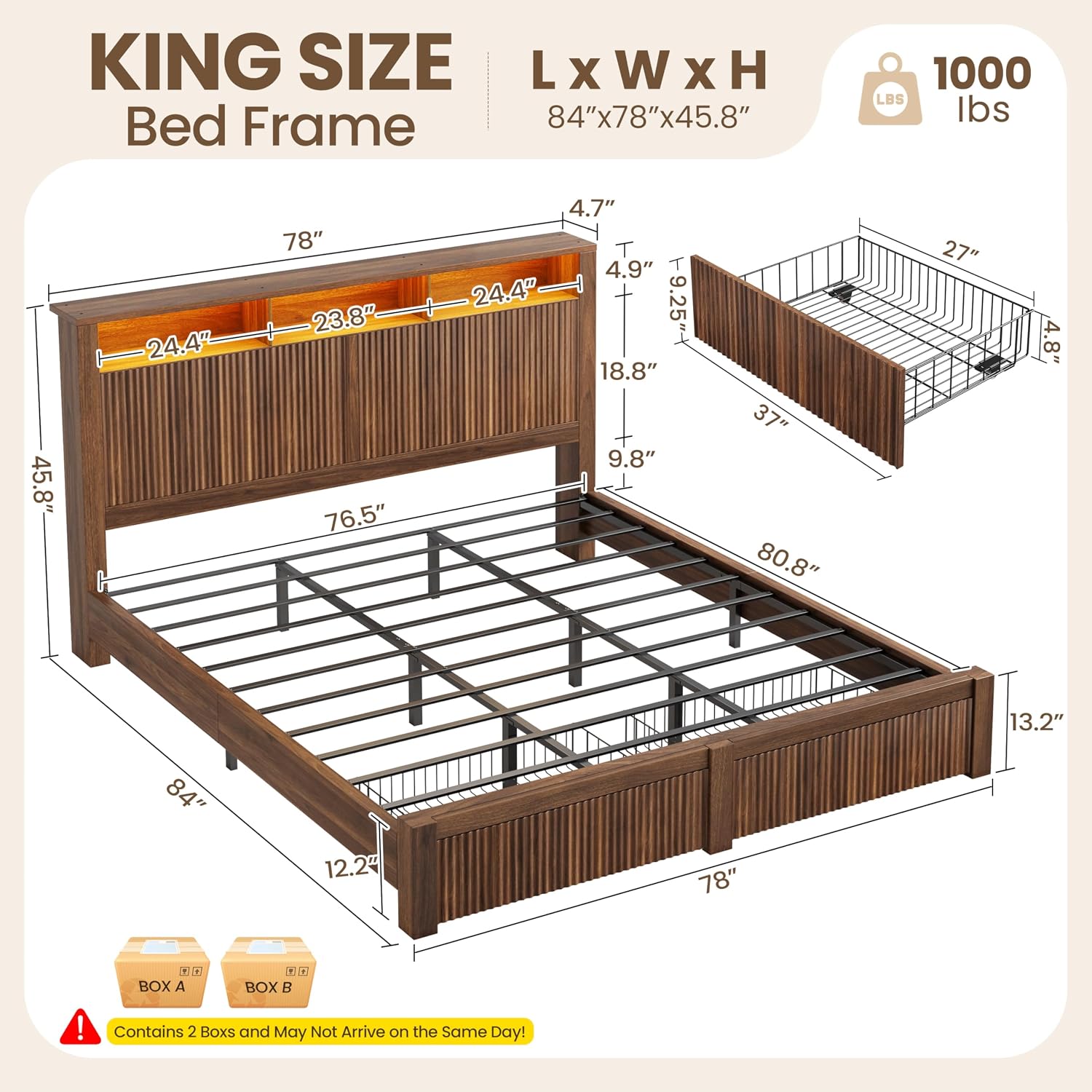 King Size Bed Frame and Headbo - King Size Bed Frame With Storage Drawers ulasan dan harga