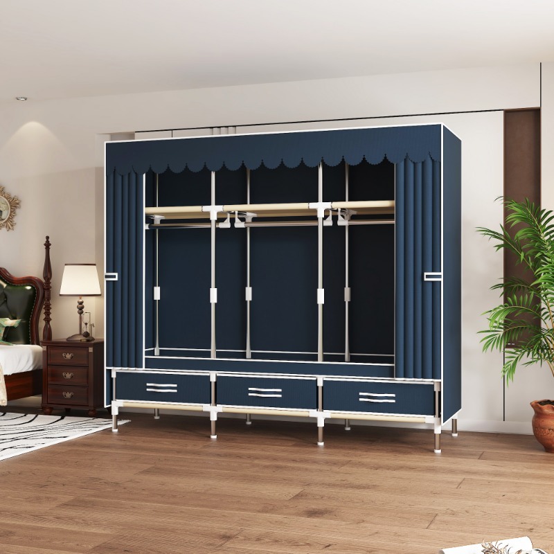 65 Inch Fabric Closet with Dra - Wardrobe Closet Portable Fabric Cover ulasan dan harga