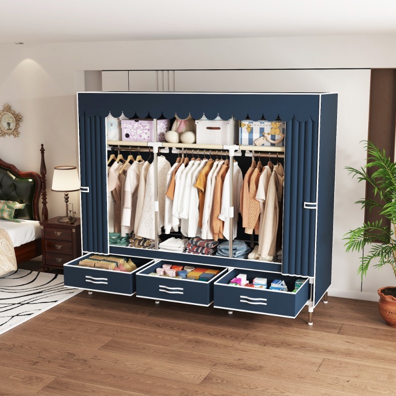 65 Inch Fabric Closet with Dra - Wardrobe Closet Portable Fabric Cover ulasan dan harga