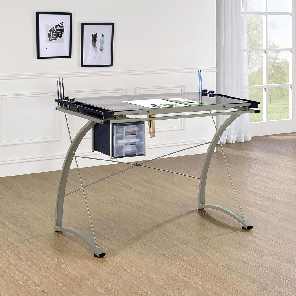 41-Inch Metal and Glass Drafti - Tables ulasan dan harga