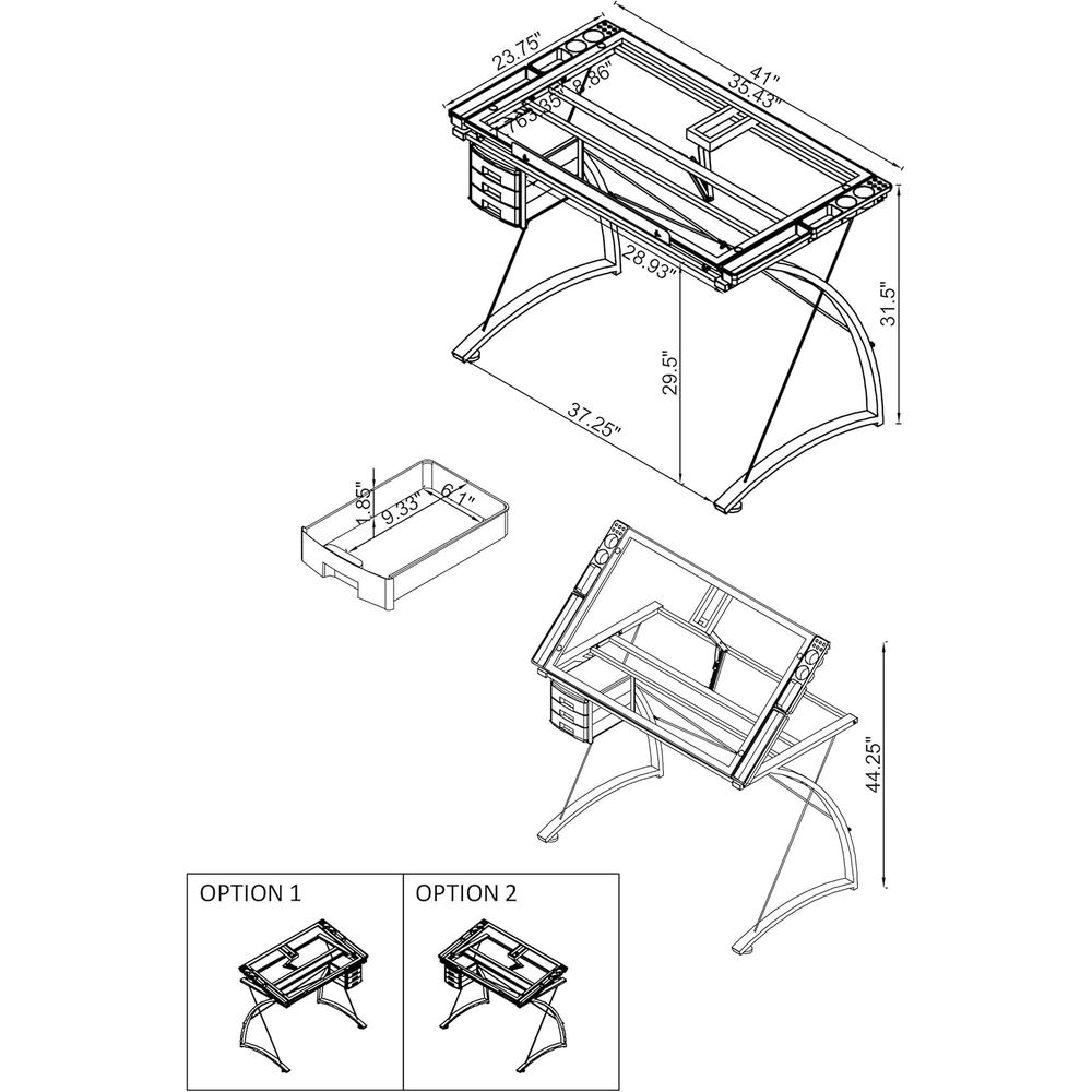 41-Inch Metal and Glass Drafti - Tables ulasan dan harga