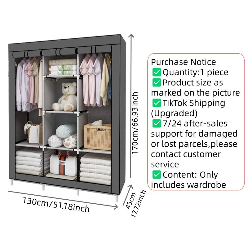 64 Inch Portable Clothes Wardr - Wardrobe Closet Portable Fabric Cover ulasan dan harga