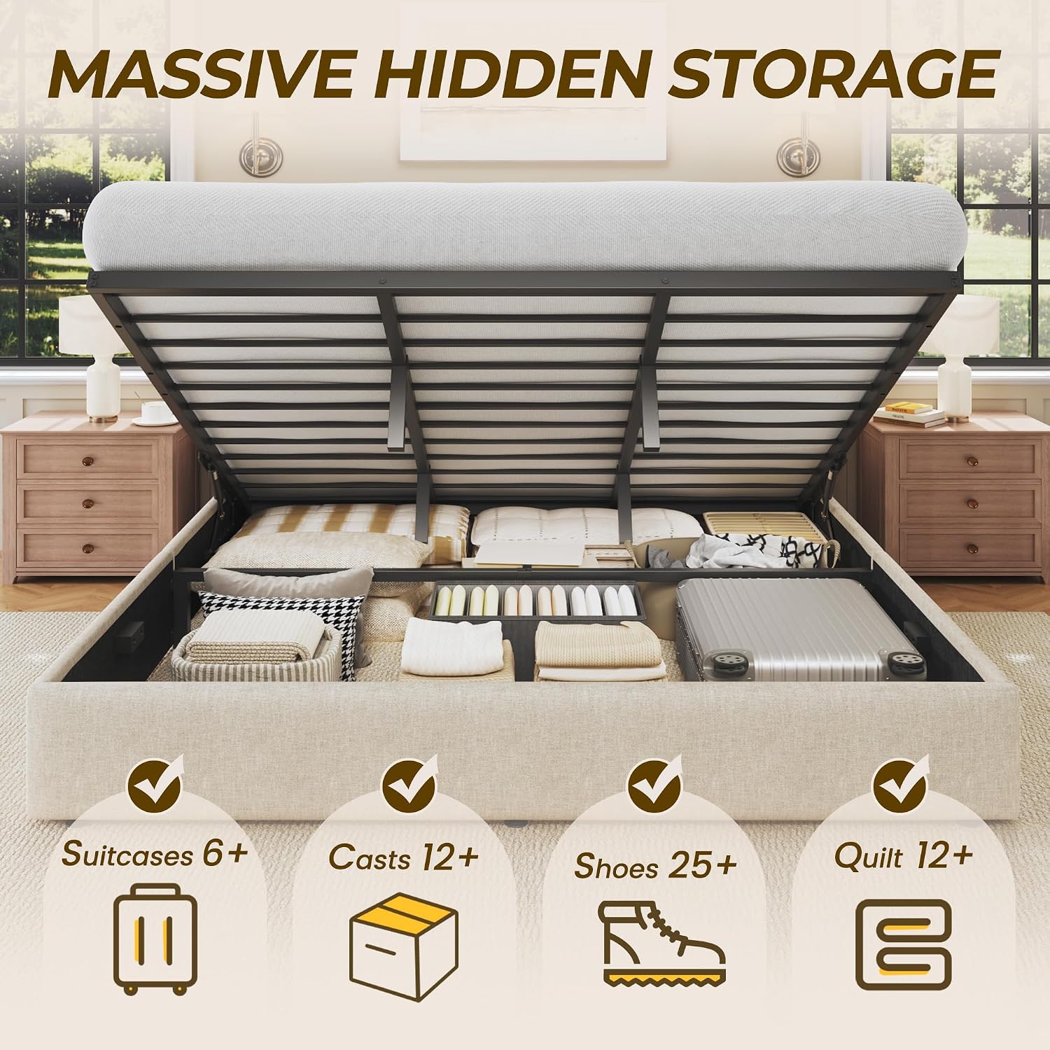King Size Lift Storage Bed Fra - Gas Lift Storage Bed Hydraulic ulasan dan harga