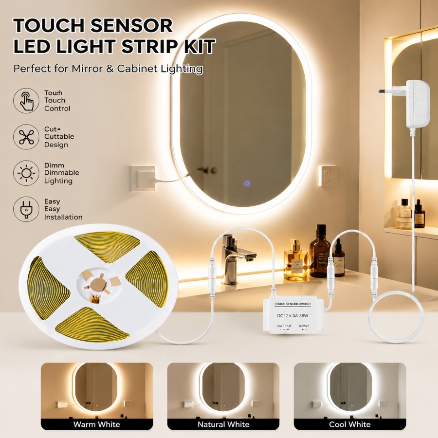 1 Set Dimmable Touch Control B - Dressing Table Vanity With Lighted Mirror ulasan dan harga