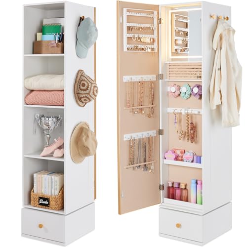 Rotating Mirror w/Storage Cabi - Full Length Mirror Jewelry Armoire ulasan dan harga