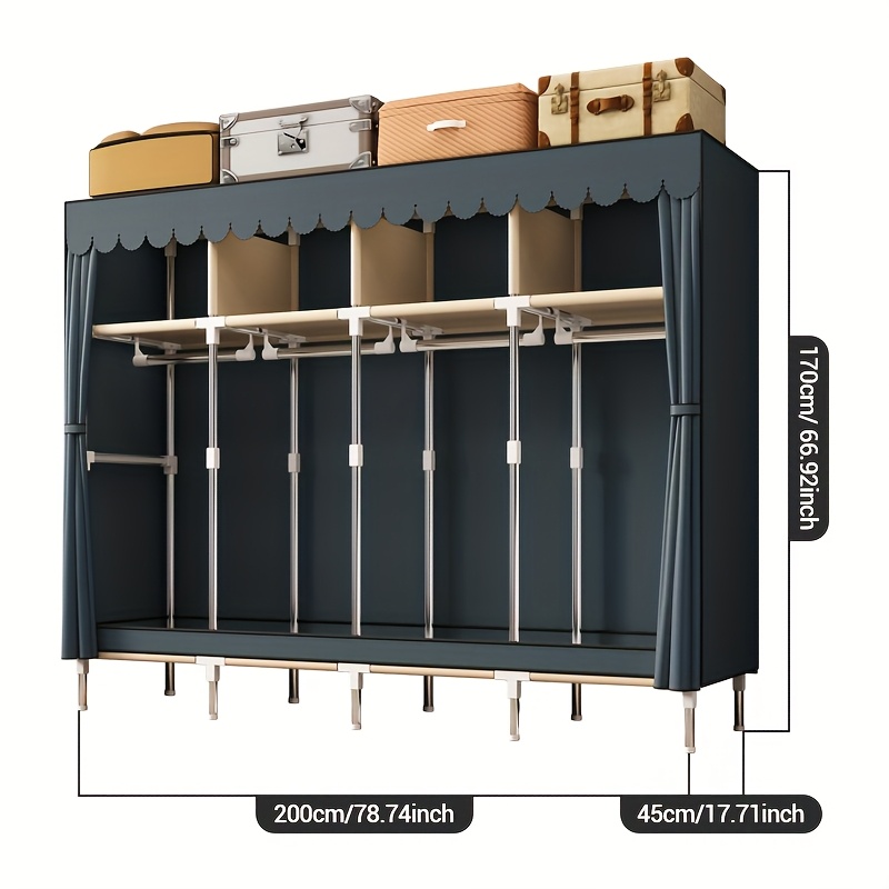 Metal Frame Portable Closet Or - Wardrobe Closet Portable Fabric Cover ulasan dan harga