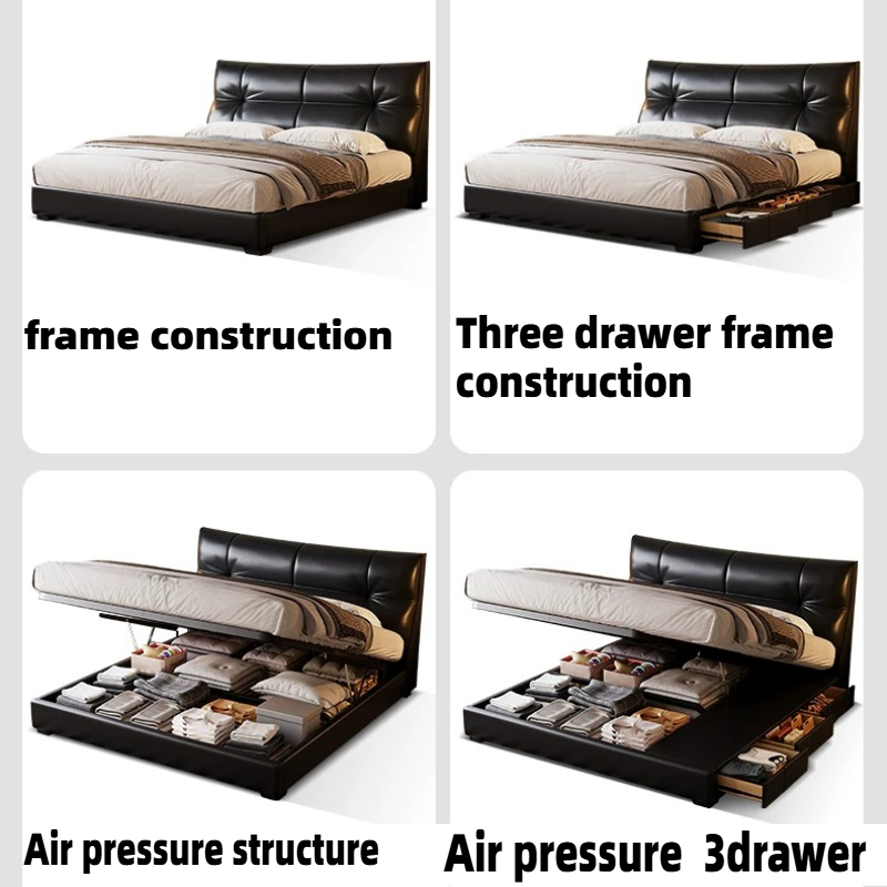 Italian Style Black PU Leather - King Size Bed Frame With Storage Drawers ulasan dan harga