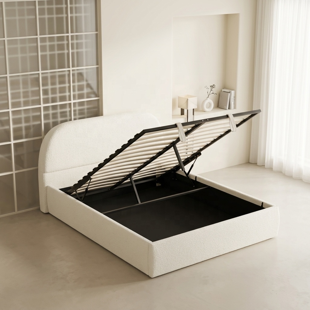 ^Modern Minimalism Fluffy Cott - Gas Lift Storage Bed Hydraulic ulasan dan harga