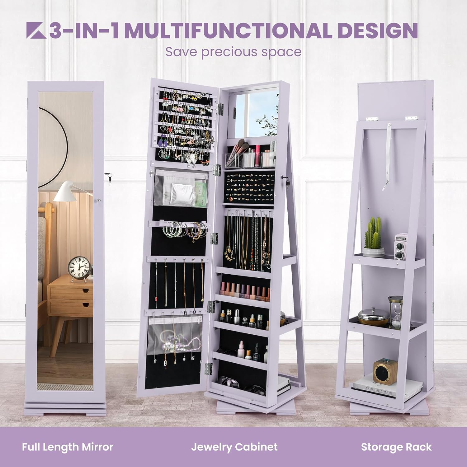 360 Swivel Jewelry Armoire Ful - Full Length Mirror Jewelry Armoire ulasan dan harga
