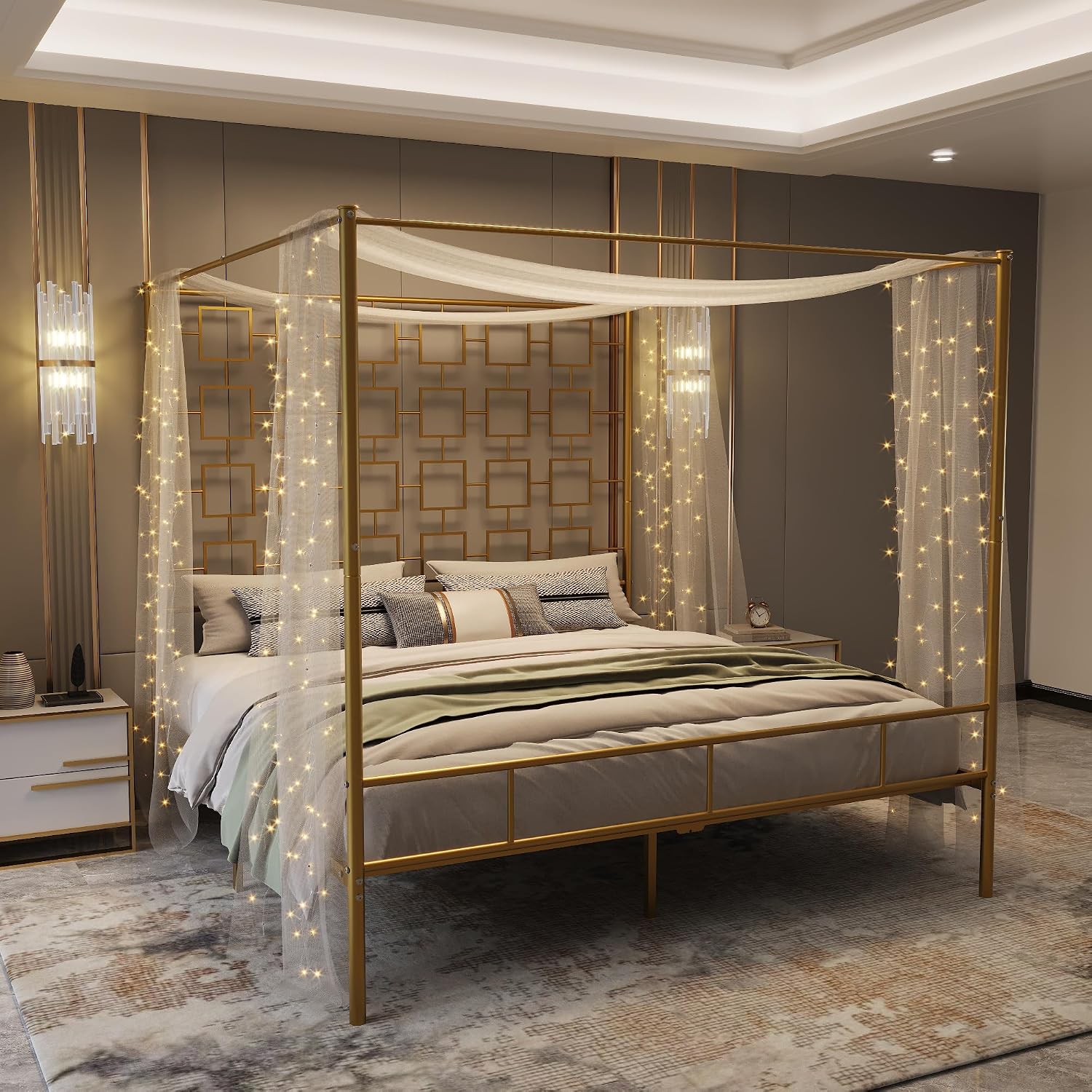 Queen Canopy Bed Frame Metal F - Canopy Bed Frame Metal Queen ulasan dan harga