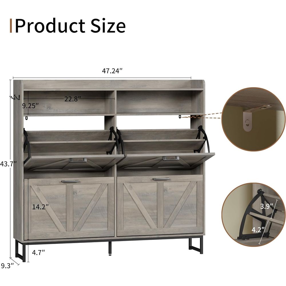 Shoe Storage Cabinet with 4 li - Shoe Rack Cabinet Narrow Entryway ulasan dan harga