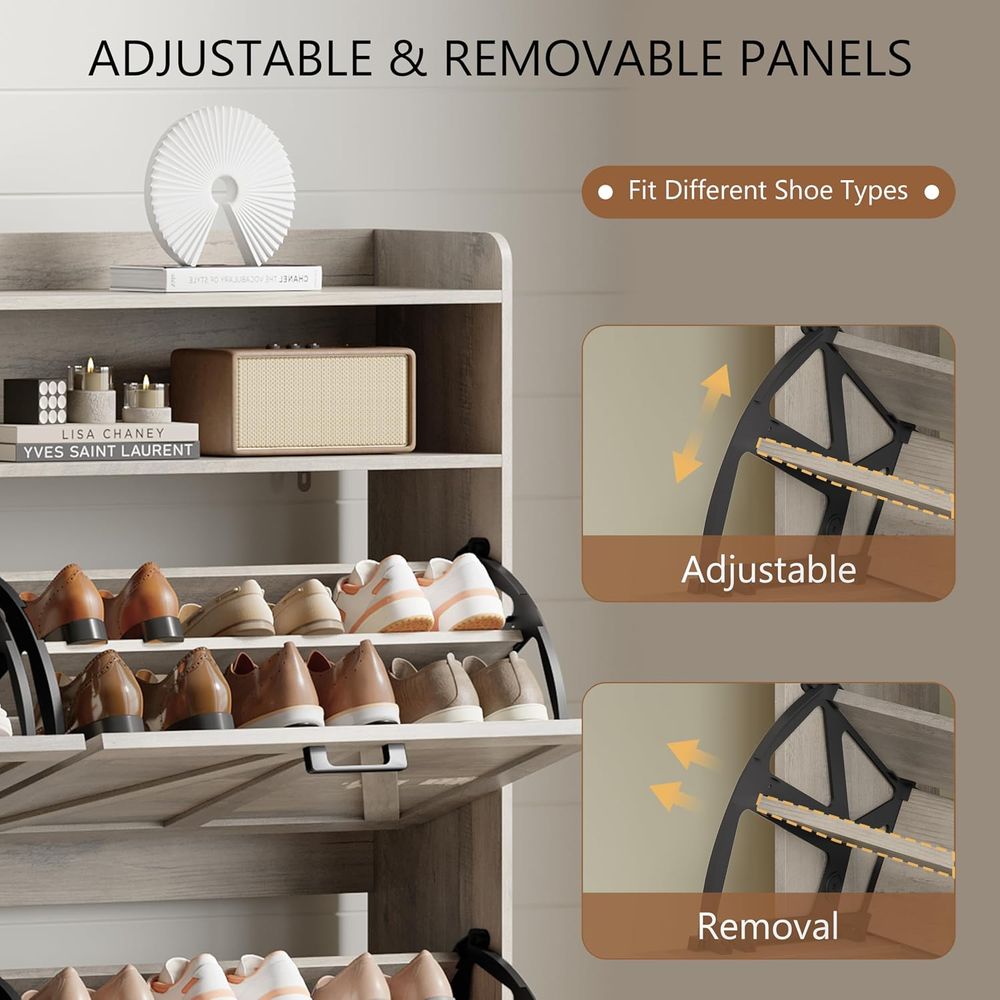 Shoe Storage Cabinet with 4 li - Shoe Rack Cabinet Narrow Entryway ulasan dan harga