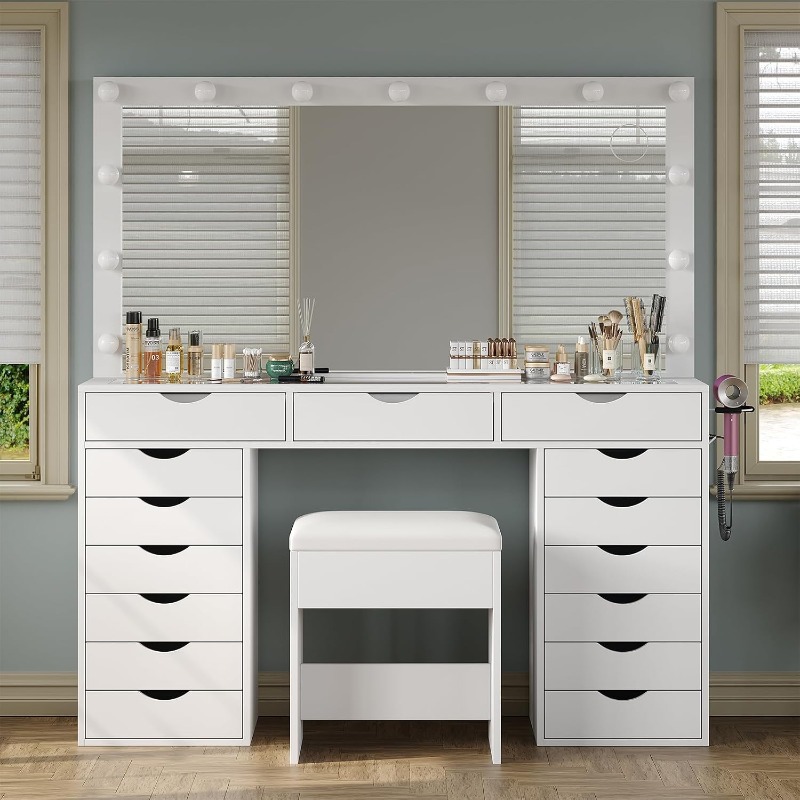 Yanosaku Vanity Desk with Mirr - Dressing Table Vanity With Lighted Mirror ulasan dan harga