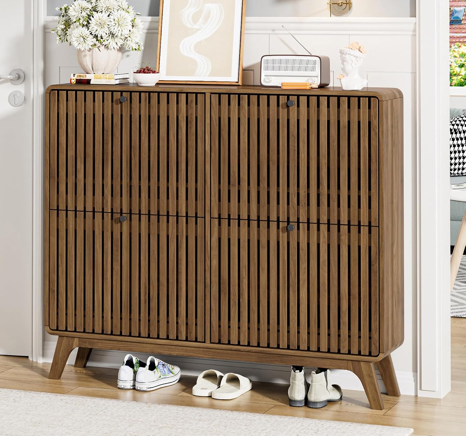 #Large Bamboo Shoe Cabinet wit - Shoe Rack Cabinet Narrow Entryway ulasan dan harga