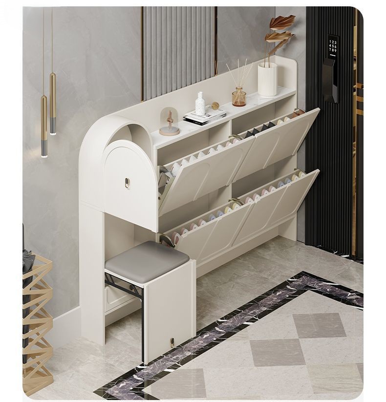 Shoe Cabinet, Modern Cream Woo - Shoe Rack Cabinet Narrow Entryway ulasan dan harga