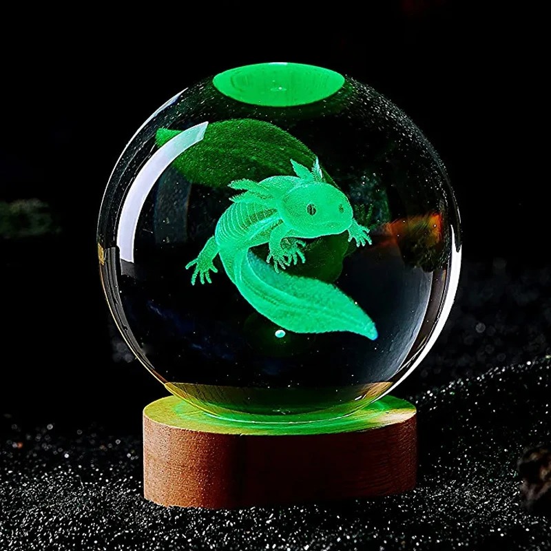 3D Axolotl Laser Engraved Crys - Floating Nightstand With Led Light ulasan dan harga