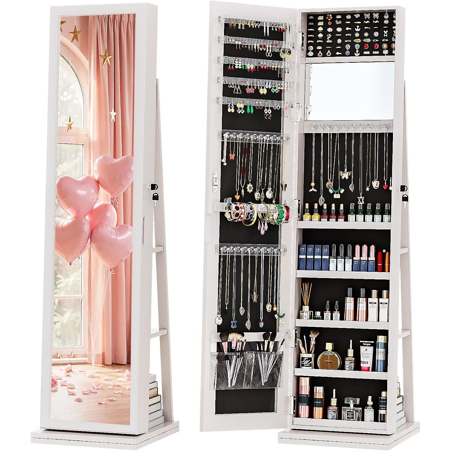4-In-1 Jewelry Cabinet Jewelry - Full Length Mirror Jewelry Armoire ulasan dan harga