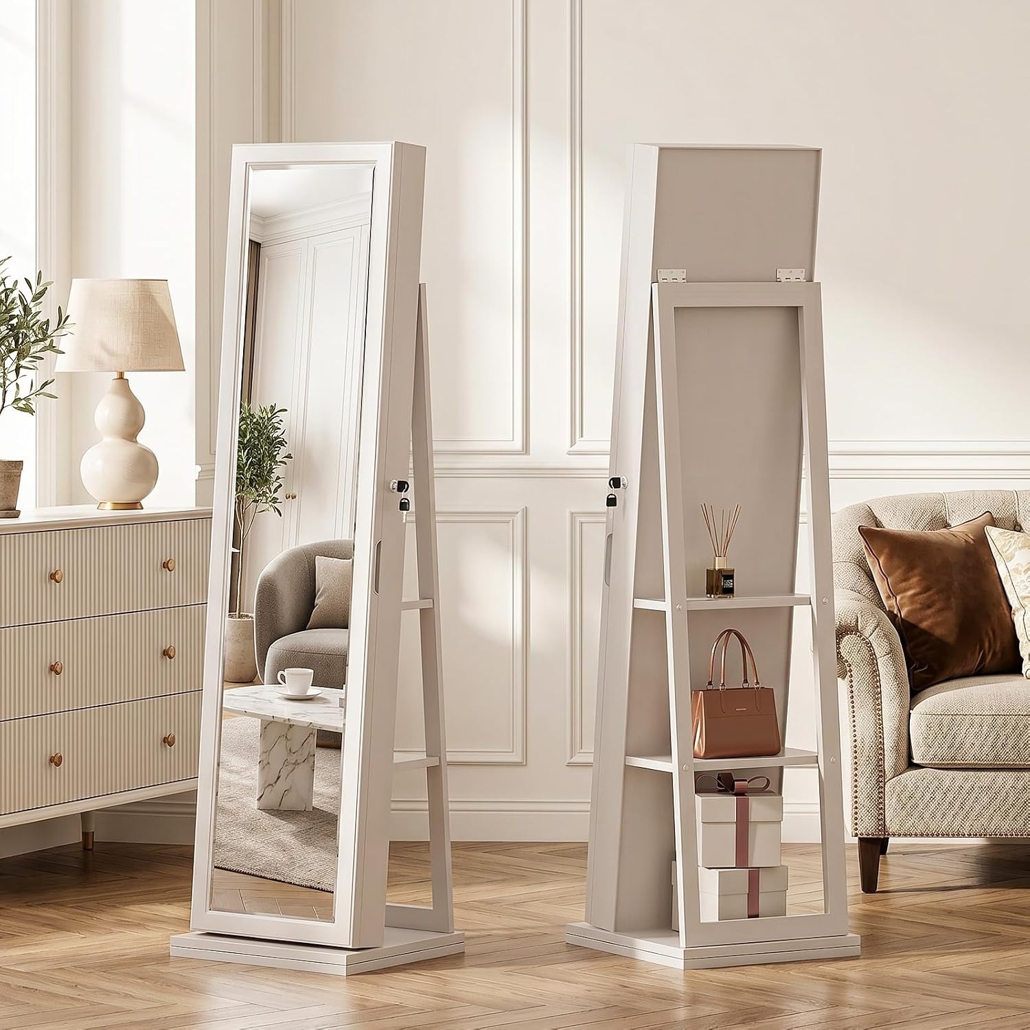 4-In-1 Jewelry Cabinet Jewelry - Full Length Mirror Jewelry Armoire ulasan dan harga