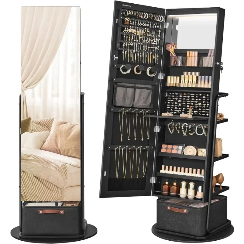 l 360° Swivel Mirrored Jewelry - Full Length Mirror Jewelry Armoire ulasan dan harga