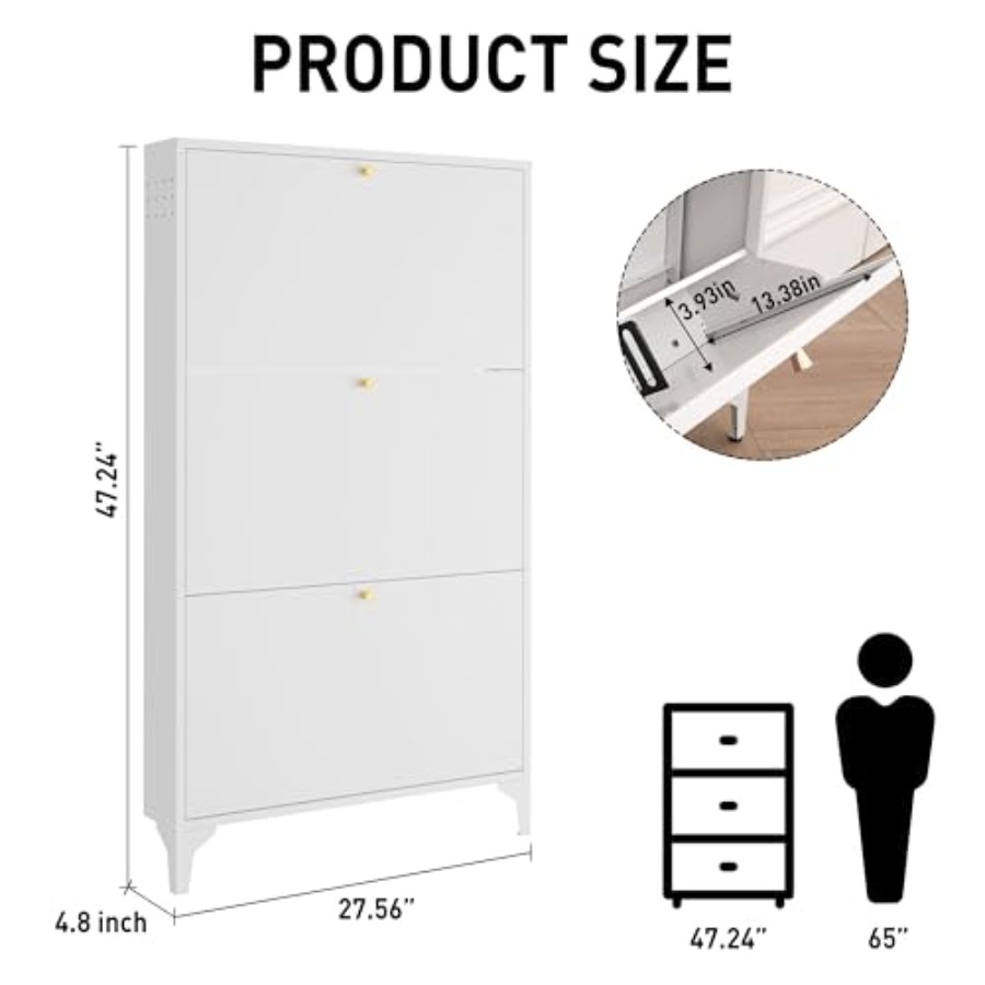 Freestanding Shoe Cabinet with - Shoe Rack Cabinet Narrow Entryway ulasan dan harga