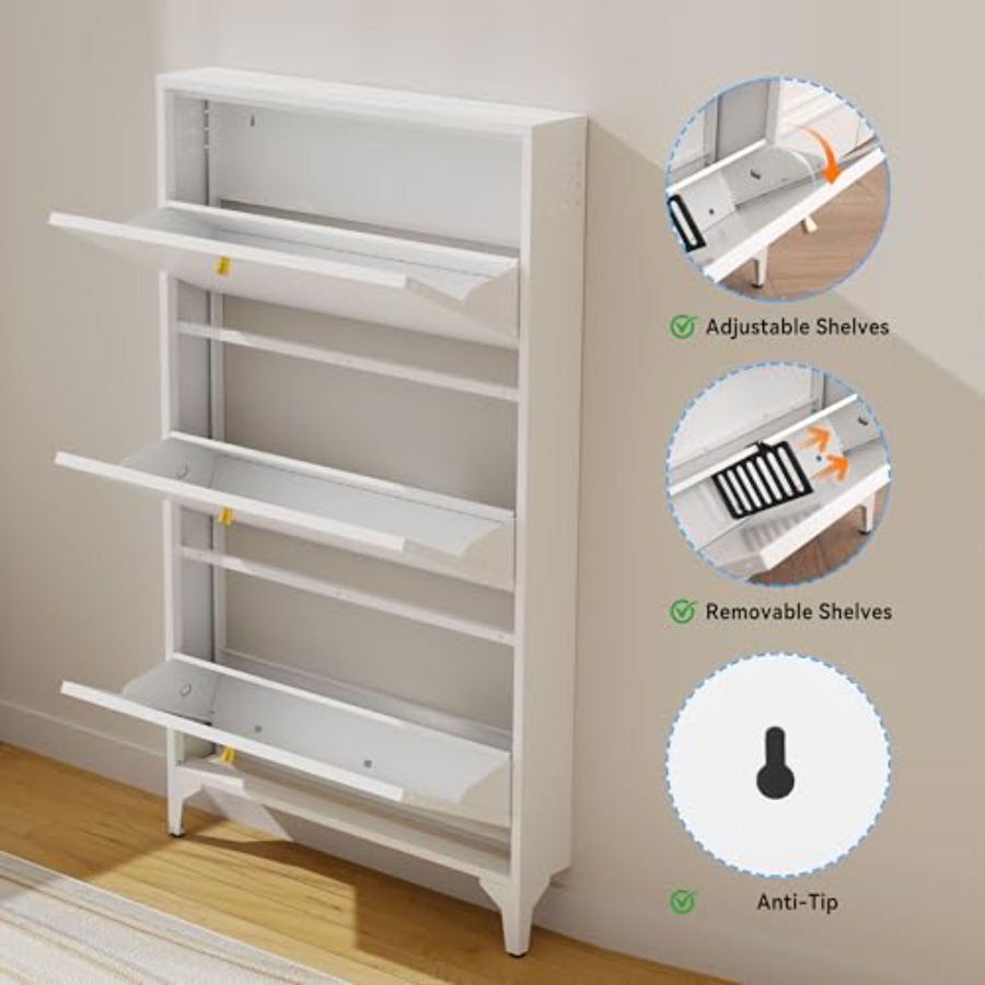 Freestanding Shoe Cabinet with - Shoe Rack Cabinet Narrow Entryway ulasan dan harga